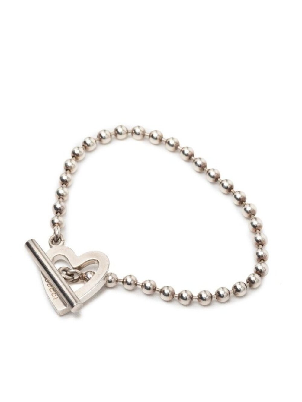 Gucci Heart Ball Chain Bracelet 18 Silver
